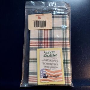NEW Longaberger Liner-Napkin Plaid (2) white, green, and red for basket lining